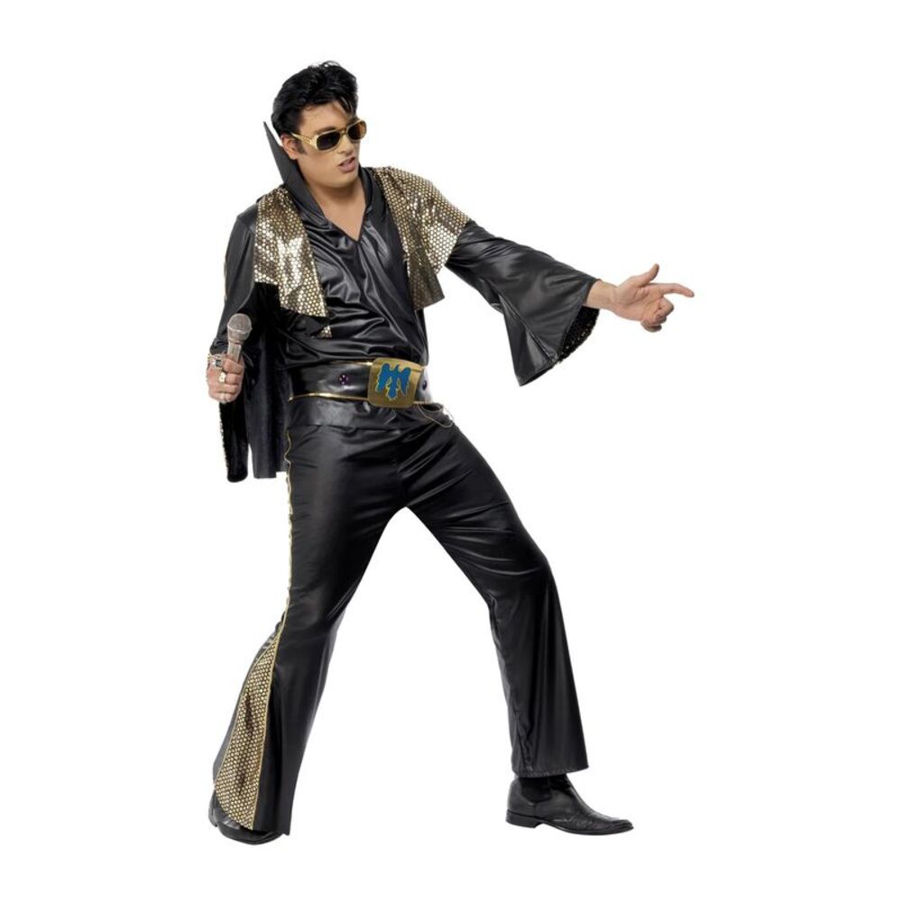 Elvis Mens Costume / Black/Gold